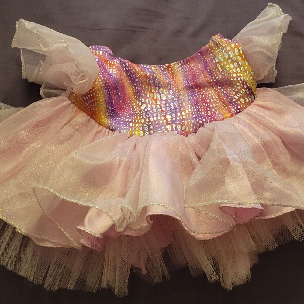 Build-A-Bear Pink Vintage Dress/Tutu with Bow Authentic BAB Clothing